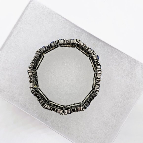 Vintage Stretch Expansion Floral Blue Bracelet - Picture 8 of 9